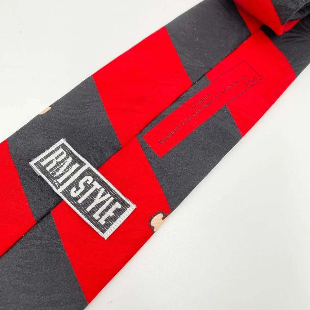 Dilbert‎ Necktie Red Black Novelty Dog Cartoon Business Office Adult Mens